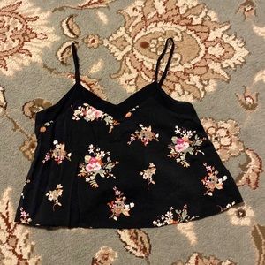 Xhilaration floral printed black crop top XS